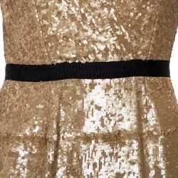 مملوكة مسبقًا Burberry Vintage Gold Sequined V Neck Sheath Dress S
