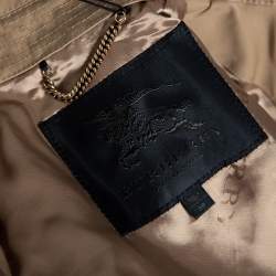 مملوكة مسبقًا Burberry Prorsum Beige Cotton & Black Tweed Paneled Peplum Double Breasted Jacket S 