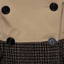 مملوكة مسبقًا Burberry Prorsum Beige Cotton & Black Tweed Paneled Peplum Double Breasted Jacket S 