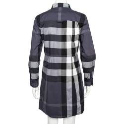 Pre Owned Burberry Brit Blue Checkered Cotton Peggie Shirt Dress M