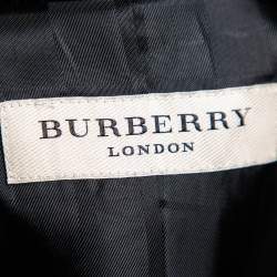 Pre Owned Burberry Black Textured Silk & Satin Trimmed Single Breasted Tuxedo S 
