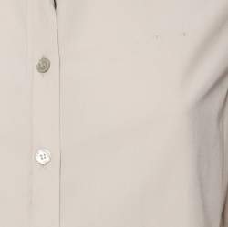 Pre Owned قميص بربري أكمام طويلة أزرار أمامية قطن بيج مقاس متوسط