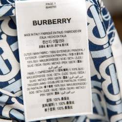 Pre Owned Burberry Blue Monogram Printed Silk Shorts S