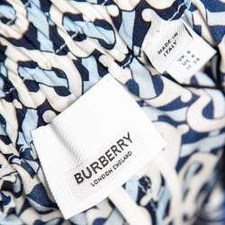 Pre Owned Burberry Blue Monogram Printed Silk Shorts S