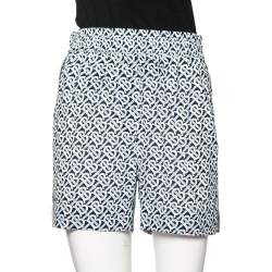 مملوكة مسبقًا Burberry Blue Monogram Printed Silk Shorts S