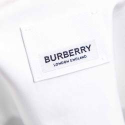 Burberry White Cotton Embroidered Logo Detailed Button Down Shirt XS