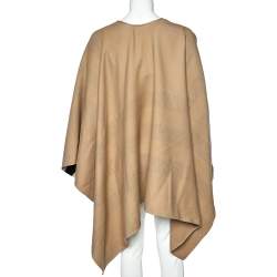 Pre Owned Burberry Beige Checkered Wool Charlotte Poncho (One Size)