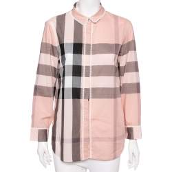 Burberry Pink Checked Cotton Lace Trimmed Button Front Shirt L Burberry |  TLC