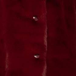 Pre Owned جاكيت بربري فرو صناعي أحمر بأزرار أمام ية مقاس متوسط - ميديوم