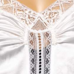 Pre Owned Burberry White Satin & Lace Paneled Slip Dress XS