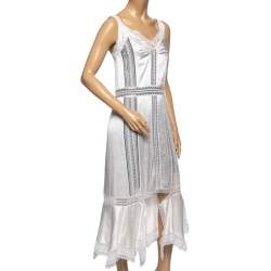 Pre Owned Burberry White Satin & Lace Paneled Slip Dress XS