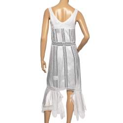 Pre Owned Burberry White Satin & Lace Paneled Slip Dress XS