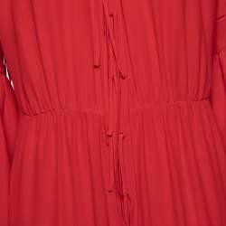 Burberry Red Silk Button Down Maxi Dress M