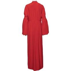 Burberry Red Silk Button Down Maxi Dress M