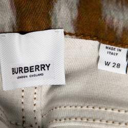 Pre Owned Burberry Brown Honey Printed Denim Jeans S