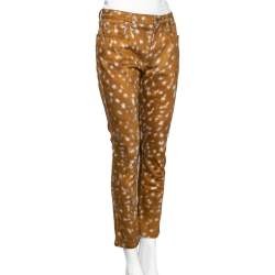 Pre Owned Burberry Brown Honey Printed Denim Jeans M