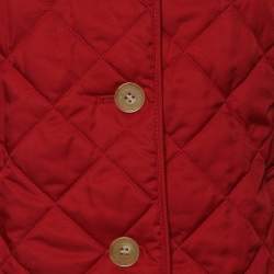 مملوكة مسبقًا Burberry Red Diamond Quilt Patterned Button Front Jacket L