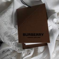 Burberry White Satin Silk & Chantilly Lace Sleeveless Slip Dress S