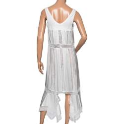 Burberry White Satin Silk & Chantilly Lace Sleeveless Slip Dress S