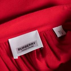 Pre Owned Burberry Red Silk Button Down Maxi Dress S