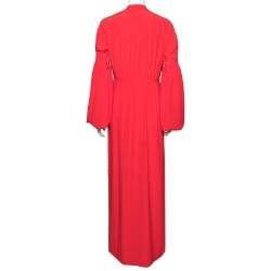 Burberry Red Silk Button Down Maxi Dress S 