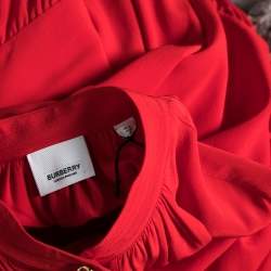 Burberry Red Silk Button Down Maxi Dress S 
