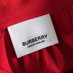 Burberry Red Silk Button Down Maxi Dress S 