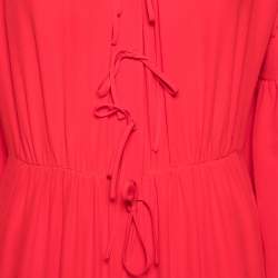 Burberry Red Silk Button Down Maxi Dress S 