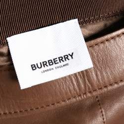 Burberry Brown Leather Double Zip Pencil Midi Skirt XS