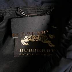 مملوكة مسبقًا معطف بربري ألياف صناعية أزرق كحلي خط رقبة مكشكش طويل مقاس وسط ( ميديوم )