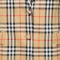 Burberry Beige Vintage Check Wool Single Breasted Tailored Blazer M