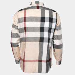 مملوكة مسبقًا Burberry Beige Vintage Check Cotton Button Front Shirt L