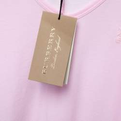 Pre Owned Burberry Pink Cotton V-Neck T-Shirt L