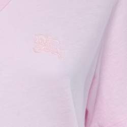 Pre Owned Burberry Pink Cotton V-Neck T-Shirt L