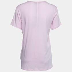 Pre Owned Burberry Pink Cotton V-Neck T-Shirt L