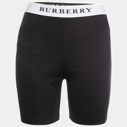 مملوكة مسبقًا Burberry Black Jersey Logo Waistband Detail Shorts L