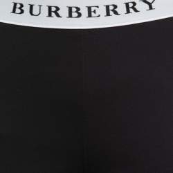 Pre Owned Burberry Black Jersey Logo Waistband Detail Shorts L