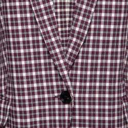Pre Owned Burberry Purple Check Patterned Cotton Single-Breasted Blazer S   