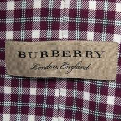 Pre Owned Burberry Purple Check Patterned Cotton Single-Breasted Blazer S   