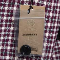 Pre Owned Burberry Purple Check Patterned Cotton Single-Breasted Blazer S   