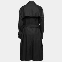 Burberry Black Gabardine Swingate Belted Trench Coat L 