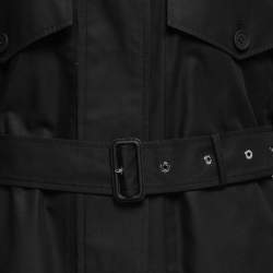 Burberry Black Gabardine Swingate Belted Trench Coat L 
