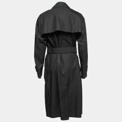 Pre Owned Burberry Black Gabardine Swingate Belted Trench Coat M
