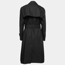 Pre Owned Burberry Black Gabardine Swingate Belted Trench Coat S