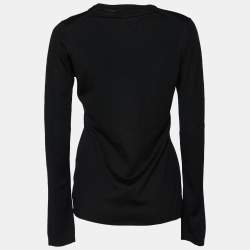 Burberry Black Wool V-Neck Sweater M