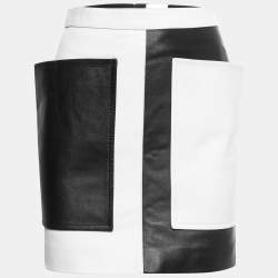 Burberry Color Block Leather Overlay Detail Short Skirt XS