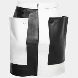 Burberry Color Block Leather Overlay Detail Short Skirt XS