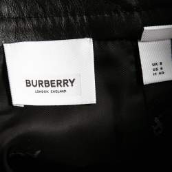 Burberry Black Leather Cut Out Pencil Skirt S