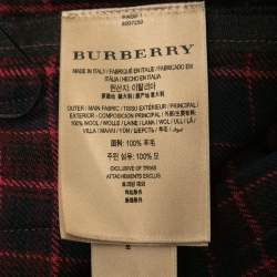 Pre Owned Burberry Blue & Pink Arroux Checked Pleated Wrap Midi Skirt L