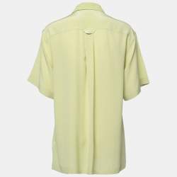Burberry Green Silk Zip-Up Bowling Shirt S